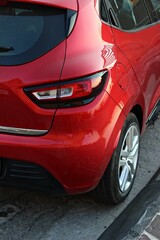 Italy: Detail of Red Car.