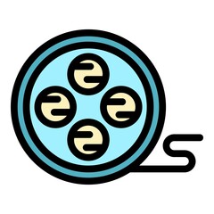 Cinema reel icon. Outline cinema reel vector icon color flat isolated