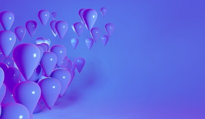 Product showcase illuminated festive holographic ballons mockup in very peri color of the year. 3d render illustration