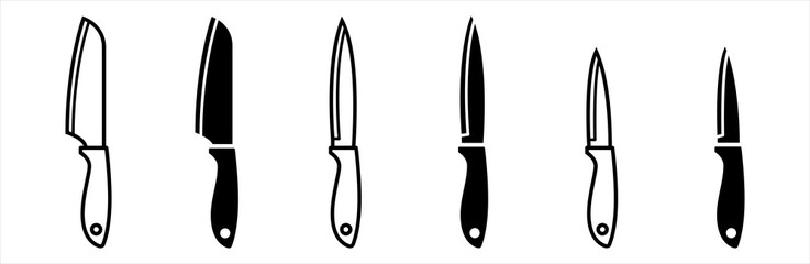 Kitchen knife icon. Knife outline and flat style.