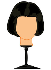 Vector illustration of the mannequin of the feminine head with hair