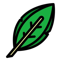 Feather icon. Outline feather vector icon color flat isolated