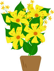bucket floral design vector art.