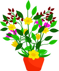bucket floral design vector art.