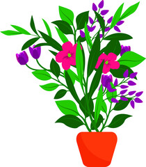 bucket floral design vector art.