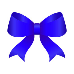 Satin Blue bow on white background