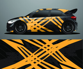 Fototapeta premium Rally car decal graphic wrap vector, abstract background