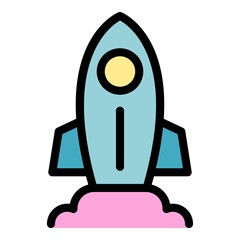 Rocket idea icon. Outline rocket idea vector icon color flat isolated