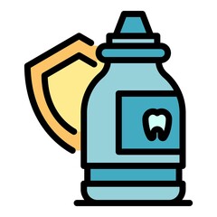 Rinse mouth icon. Outline rinse mouth vector icon color flat isolated