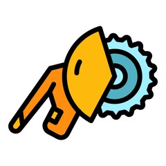 Hand circular saw icon. Outline hand circular saw vector icon color flat isolated