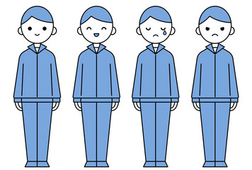 人物イラスト_男子高生表情セット_ジャージ