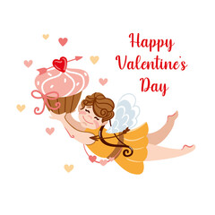 Cupid illustration. San Valentine's Day. Wedding. Celebration. Invitation. Vector.