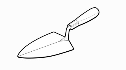 Vector Isolated Illustration of a Bricklayer Trowel. Black and white linear editable illustration