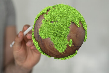 Ecology concept of green Earth globe made of leaves