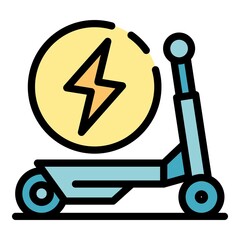 Electric scooter bike icon. Outline electric scooter bike vector icon color flat isolated