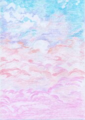 Colourful sky pastel painting 