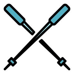 Nordic walking sticks icon. Outline nordic walking sticks vector icon color flat isolated