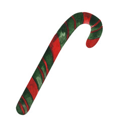 Watercolor christmas candy cane. New year caramel