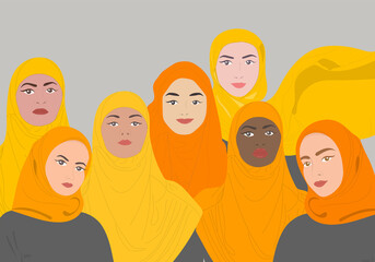Greeting card with women in hijab