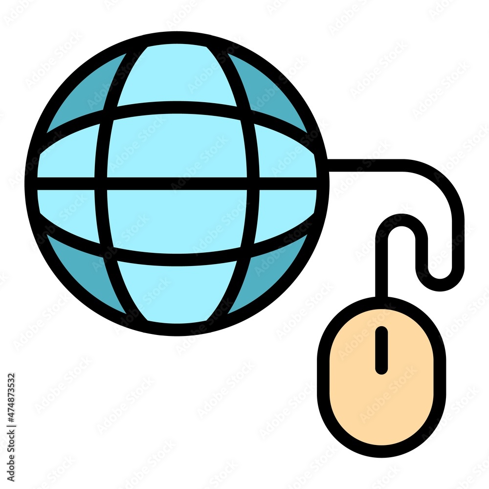 Poster click global library icon. outline click global library vector icon color flat isolated