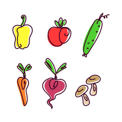 carrots cucumber tomato beets pepper mushrooms