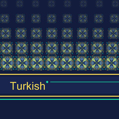 Vector tile pattern, Lisbon flower mosaic, Mediterranean turkish navy blue ornament