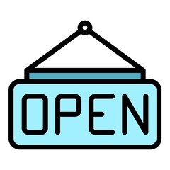 Restaurant open icon. Outline restaurant open vector icon color flat isolated