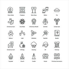 Set of Christmas objects isolated on white background