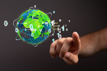 Illustration with bold world map in green color