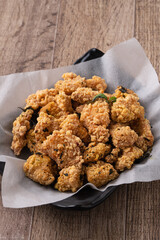 Delicious fried popcorn chicken in Taiwan.