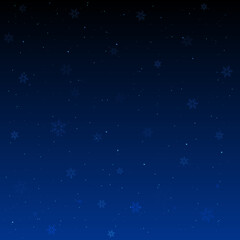 Snowflakes at night and winter background vector stock illustration.