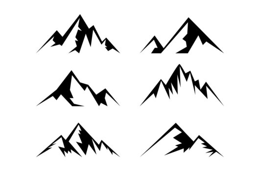 Mountain Icons Set on White Background.