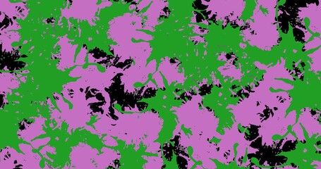 Digital composite image of green and purple abstract pattern on black background