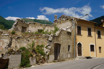 Fototapeta na wymiar Arquata del Tronto, old village damaged by earthquake in Ascoli Piceno province