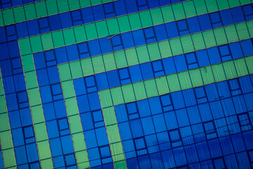 Glass blue green building facade