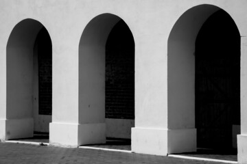 Arches of a white architectural building