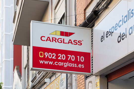 VALENCIA, SPAIN - DECEMBER 09, 2021: Carglass is a international vehicle glass repair and replacement group