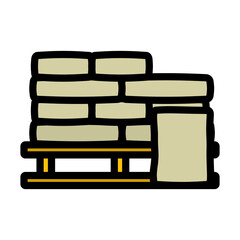 Palette With Plaster Bags Icon