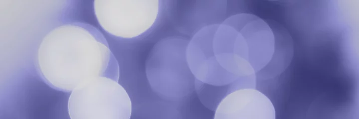 Fotobehang Pantone 2022 very peri Trendy very peri color of the year 2022, violet blue blurred lights background. Abstract defocused bokeh header with soft light. Wide screen wallpaper. Panoramic web banner with copy space for design