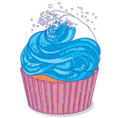 cupcake in cream in the form of a wave