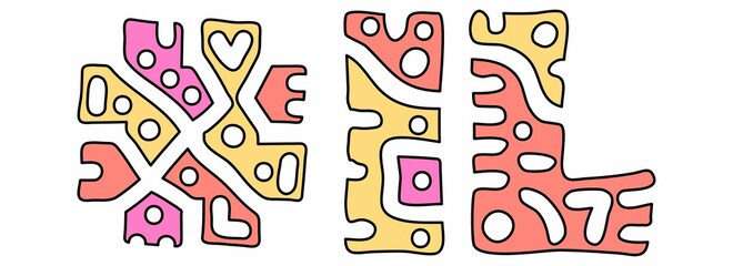 IL Hashtag. Doodle isolate text. Colored curves decorative doodle letters. Hashtag #IL is abbreviation for the US American state Illinois for print, booklet, banner, flyer.