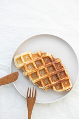 Croffle or croissant waffles with fruit blueberry.