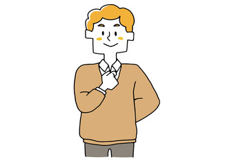 胸に拳を当てる男性　強そうで前向きなポーズ