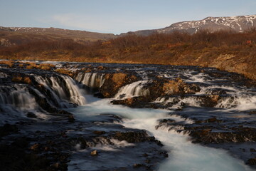 Beautiful Turquoise Bruarfoss Waterfall, Iceland