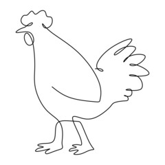 One single line drawing of rooster animal for company business logo identity. Cock bird mascot concept for farming icon. Trendy continuous line draw vector graphic design illustration