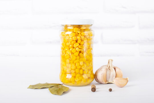 canned corn in a glass jar
