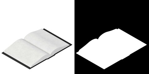 3D rendering illustration of an open book