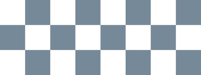Checkerboard banner. Light Slate Grey and White colors of checkerboard. Big squares, big cells. Chessboard, checkerboard texture. Squares pattern. Background.