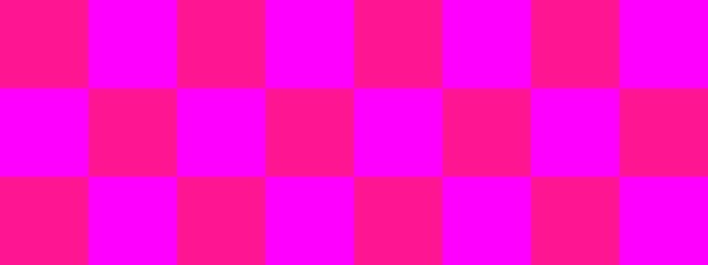 Checkerboard banner. Magenta and Deep pink colors of checkerboard. Big squares, big cells. Chessboard, checkerboard texture. Squares pattern. Background.