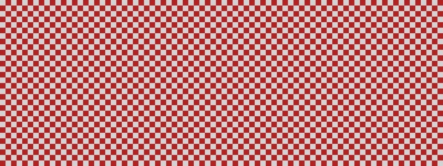 Checkerboard banner. Firebrick and Light grey colors of checkerboard. Small squares, small cells. Chessboard, checkerboard texture. Squares pattern. Background.